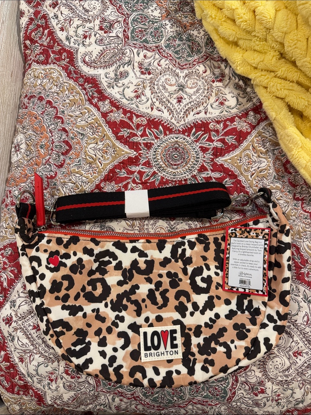 LOVE Brighton Leopard Print Crossbody Bag - Tan, Black, Cream